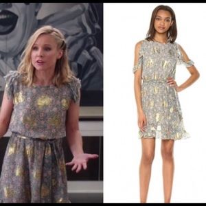 The Kooples Green Western Tie Waist Flower Dress